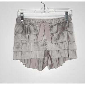 Aerie Shorts Womens Medium Gray Ruffle Layered Satin Sleep Lounge Pajama